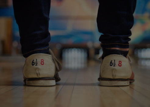 a close up of bowling shoes from the back